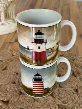 Lighthouse Ceramic Mugs The Art of Dining by Oneida Set of Two